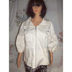 Marc Brouwer Cream Colored Rain Jacket Designer Lined Medium 2 Pockets